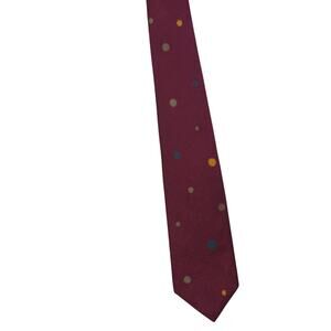 VINTAGE ARMANI Silk and Wool Blend Tie | Burgundy with Polka Dots